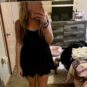 Black Flowy Mini Dress - Size M